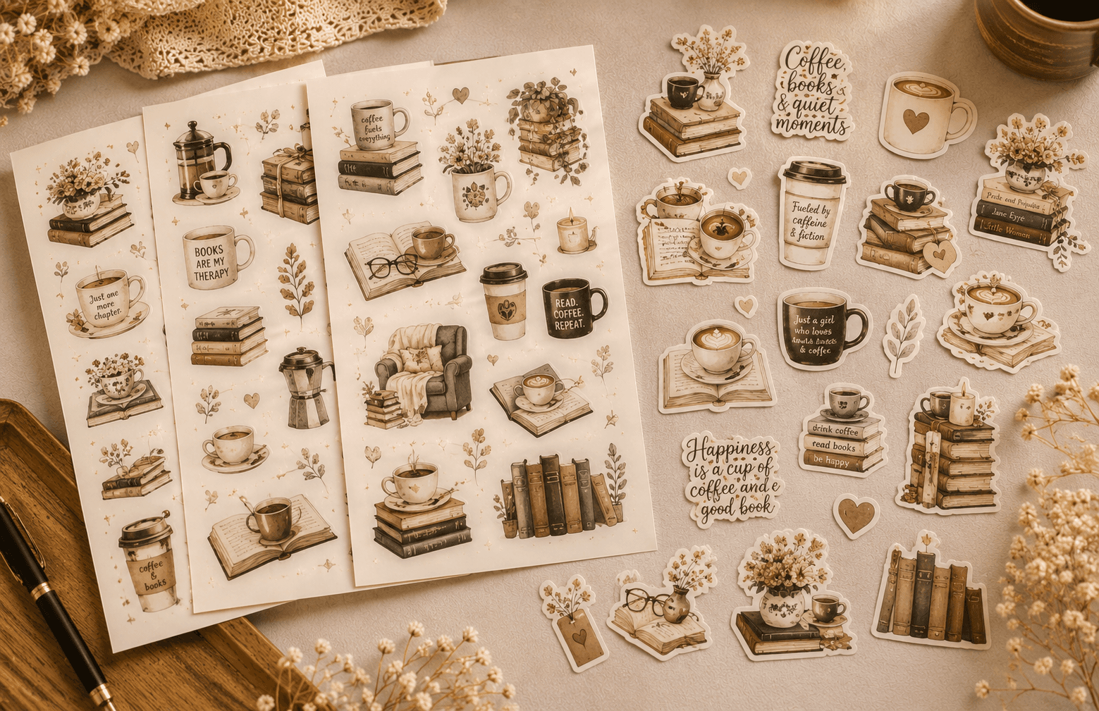 Coffee and Books Stickers