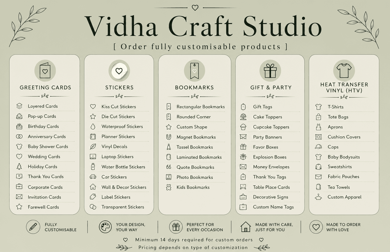 Vidha Craft Studio Custom Orders